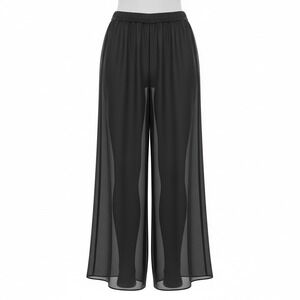 ADRIANNA PAPELL Formal Evening Pants Size 12 Wide Leg Black Chiffon Party